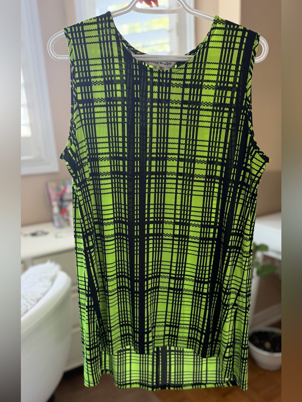 Sleeveless Neon Green Plaid Tank